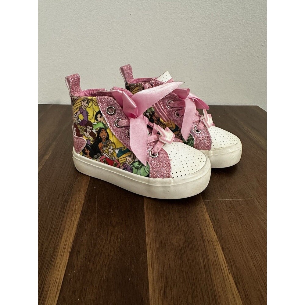 Disney Princess Ground Up Girls Pink Zip Up High Top Sneaker Princess Size 6